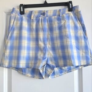 Hot & Delicious Womens Junior Blue and White Plaid Shorts Size Medium